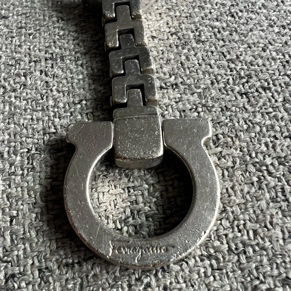 Salvatore Ferragamo silvertone Gancini keyring
